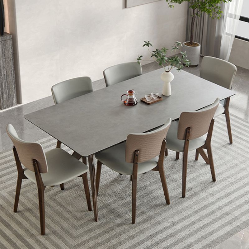 Medieval Modern Sintered Stone Top Dining Table Rectangle Kitchen Table with 4 Legs Clearhalo 'Dining Tables & Seating' 'Dining Tables' 'dining_table' 'furn' 'furn_dining_table' 'Furniture' 'furniture_dining_table' 'Kitchen & Dining Furniture' 'kitchen' 'kitchen_dining_table' 1200x1200_7958d4ff-d1fa-4964-aa05-6c8c3a4e2a02