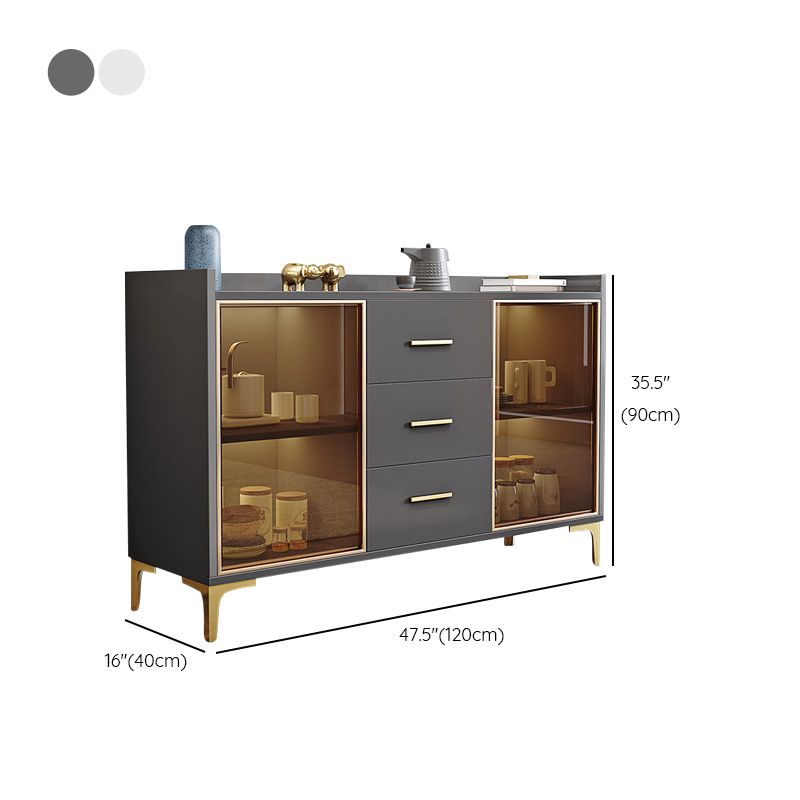 Glam Credenza Adjustable Shelving Wood Side Board with Cabinets and Drawers Clearhalo 'buffet_sideboard' 'Buffets & Sideboards' 'furn' 'furn_buffet_sideboard' 'Furniture' 'Kitchen & Dining Furniture' 1200x1200_7959364d-2f57-4cc0-b2d8-ffb71c6a1f22