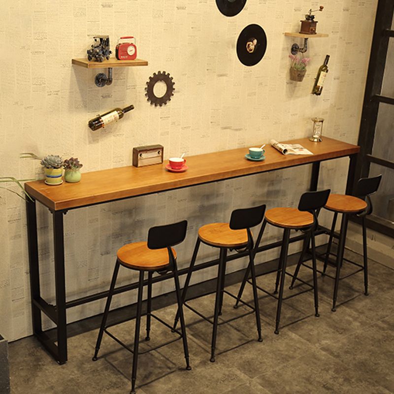 Industrial Style Rectangle Bar Table Solid Wood Bistro Bar Desk with Footrest Clearhalo 'Bar Furniture' 'Bar Tables' 'bar_tables' 'furn' 'furn_bar_tables' 'Furniture' 'Kitchen & Dining Furniture' 1200x1200_795a8e49-e4dd-4599-9f57-bef672e90e7a