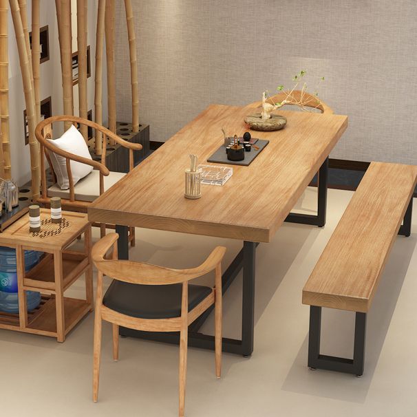 Metal Industrial Rectangle Dining Table Wood Top Table with Trestle Base Clearhalo ' dining_table' 'Dining Tables & Seating' 'Dining Tables' 'furn' 'furn_dining_table' 'Furniture' 'furniture_dining_table' 'Kitchen & Dining Furniture' 'kitchen&dining_furn' 'kitchen' 'kitchen_dining_table' 1200x1200_795b285a-268c-490a-a530-67a51eb03f86