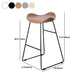 Industrial Armless Bucket Counter Stool Faux Leather Bar Chair with Metal Legs