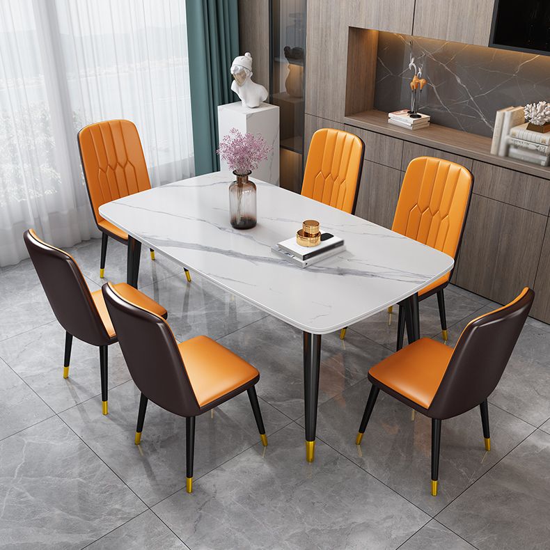 Minimalist Style Traditional Height Sintered Stone Dining Table Rectangle Dining Room Set For Home Clearhalo 'Dining Room Sets' 'Dining Tables & Seating' 'dining_room_set' 'furn' 'furn_dining_room_set' 'Furniture' 'furniture_dining_room_set' 'Kitchen & Dining Furniture' 'kitchen&dining_furn' 'kitchen' 1200x1200_795cf3a4-219c-4abf-b2b8-faab7e783d7c