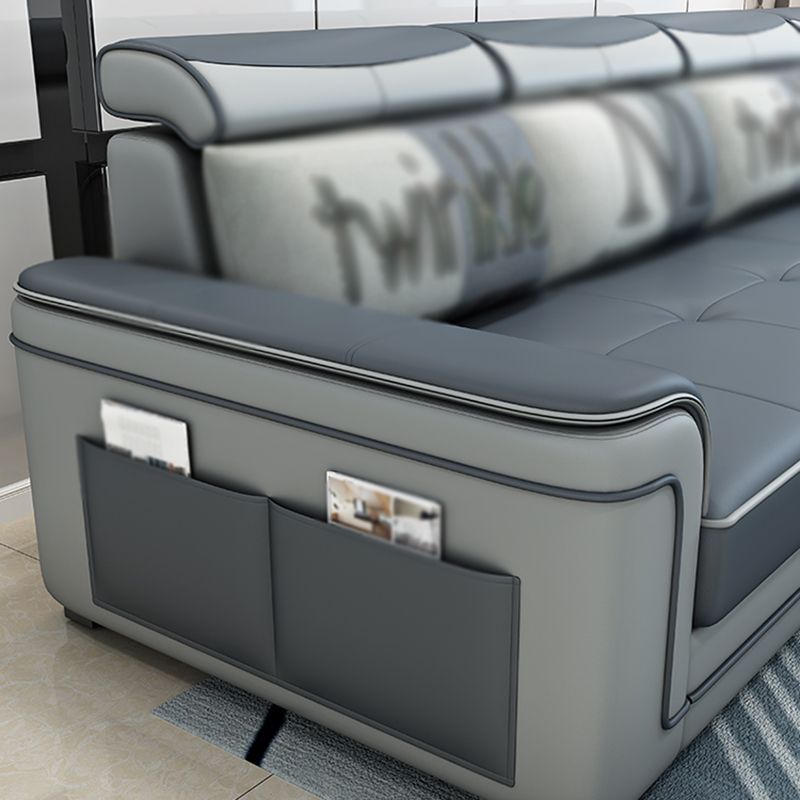 Modern Faux Leather/Linen Blend Sofa and Chaise 4-seat L-Shape Sectionals with Storage Clearhalo 'furn' 'furn_sectionals' 'Furniture' 'furniture_sectionals' 'kitchen' 'kitchen_sectionals' 'Living Room Furniture' 'Sectionals' 1200x1200_795d1c5e-d08f-406a-9c9f-86ed823c2f8b