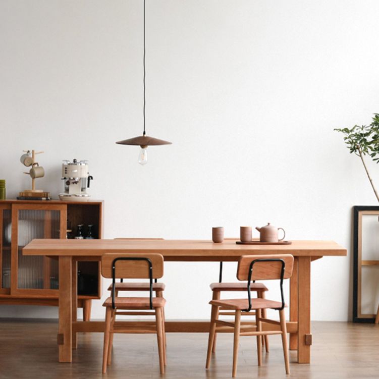 Solid Wood Rectangle Dining Table Modern Contemporary Kitchen Wood Table with Trestle Base Clearhalo ' dining_table' 'Dining Tables & Seating' 'Dining Tables' 'Furniture' 'furniture_dining_table' 'Kitchen & Dining Furniture' 'kitchen&dining_furn' 'kitchen' 'kitchen_dining_table' 1200x1200_795e6aca-aaa6-47c2-8572-170d110c3f0d