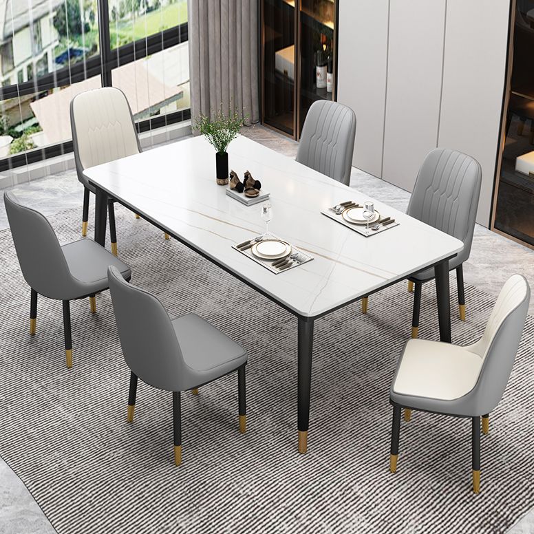 Industrial Style Home Sintered Stone Dining Table Rectangle Shape Table with 4 Legs Base Clearhalo ' dining_table' 'Dining Tables & Seating' 'Dining Tables' 'furn' 'furn_dining_table' 'Furniture' 'furniture_dining_table' 'Kitchen & Dining Furniture' 'kitchen&dining_furn' 'kitchen' 'kitchen_dining_table' 1200x1200_795f0850-ae6f-4ce6-8a82-decdd1062418