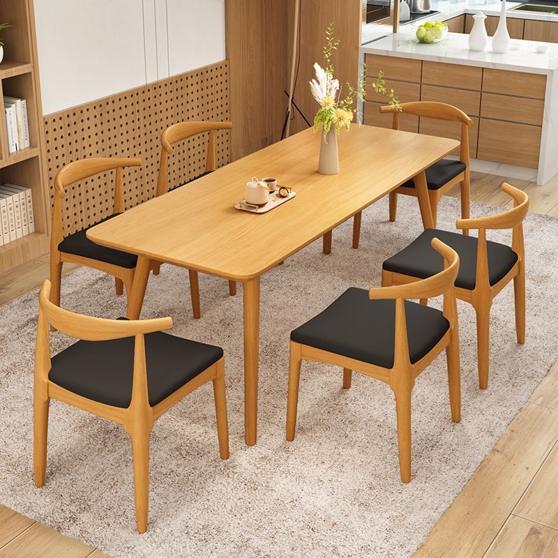 Juego de comedor moderno 1/4/5/6/7 PCS Mesa de comedor de madera maciza rectángulo y sillas sin brazos