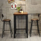 Industrial 1/3/4/5 Pieces Bar Table Set Square Pine Wood Counter Table with Stools