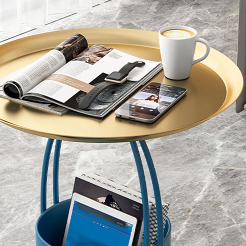 Mid-Century Tray Top Side End Table Metal Corner Table for Living Room