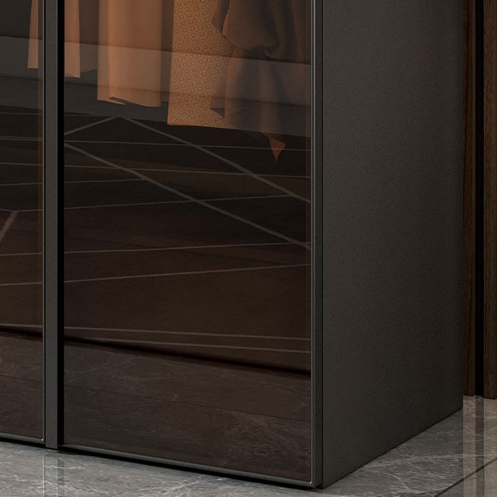 Modern Style Glass Wardrobe Bedroom Wardrobe Closet with Soft Close Door Clearhalo 'Armoires & Wardrobes' 'armoires_wardrobes' 'Bedroom Furniture' 'furn' 'furn_armoires_wardrobes' 'Furniture' 1200x1200_79658e19-bf3f-4ff1-9431-2657faf0348d