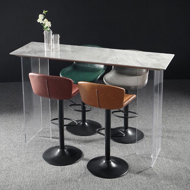 Modern Acrylic Bar Dining Table with Stone Top Rectangle Indoor Bistro Table Clearhalo 'Bar Furniture' 'Bar Tables' 'bar_tables' 'furn' 'furn_bar_tables' 'Furniture' 'furniture_bar_tables' 'Kitchen & Dining Furniture' 1200x1200_7965e7b0-188c-4dfd-a8e1-f28ff2a97d92