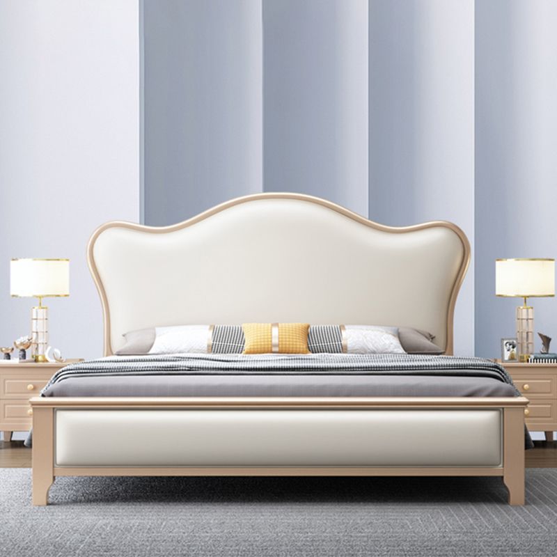 Modern Wood and Upholstered Standard Bed 57.5" Tall Panel Bed Clearhalo 'Bedroom Furniture' 'Beds' 'furn' 'furn_beds' 'Furniture' 1200x1200_796721d8-228c-4636-b19f-7fe664ac2b57