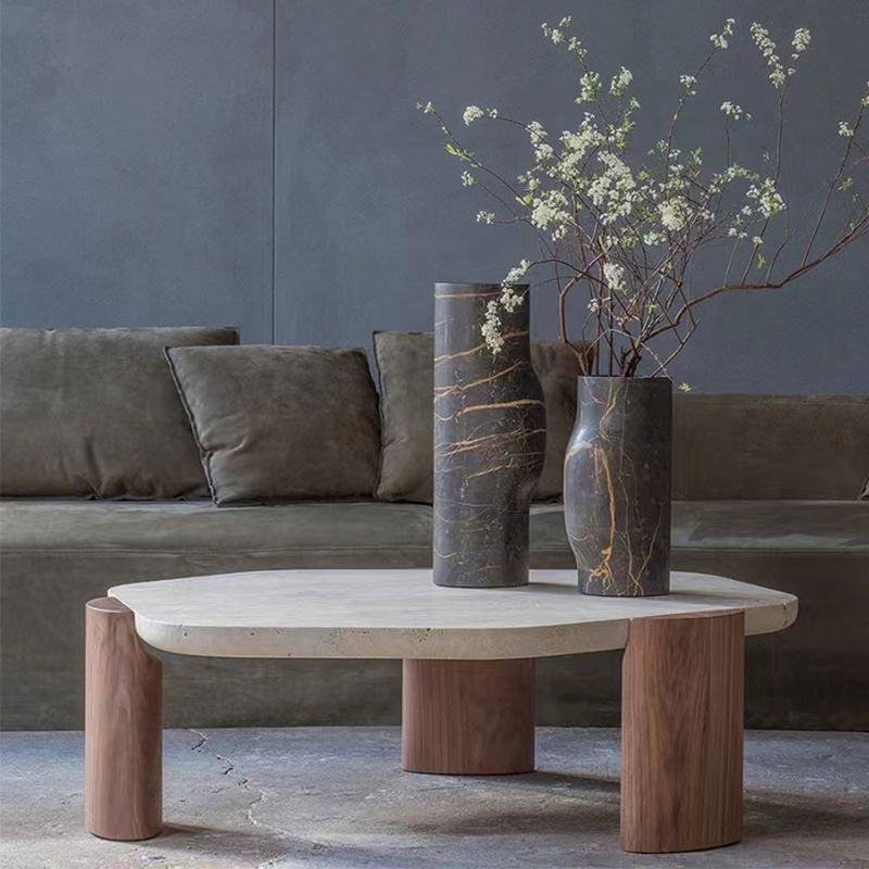 Tavolino da caffè singolo a 3 gambe tavolino marrone moderno