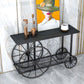 Stone Console Table Scratch Resistan Table Rectangle Accent Table with Casters