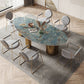 Metal Traditional Luxury Oval Indoor Table Marble Top Table with 3 Legs Clearhalo 'Dining Tables & Seating' 'Dining Tables' 'dining_table' 'furn' 'furn_dining_table' 'Furniture' 'furniture_dining_table' 'Kitchen & Dining Furniture' 'kitchen' 'kitchen_dining_table' 1200x1200_7968d5ec-bc9e-4184-8079-5c4a25fe361c