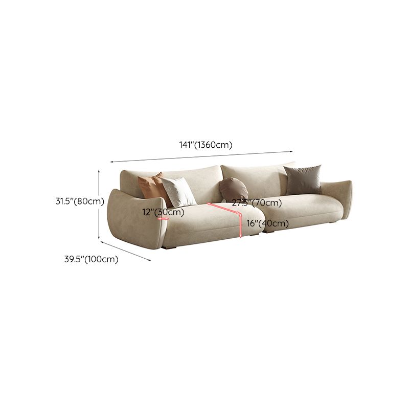 Modern Fabric Sectional with Bolster Pillows 31.5" Tall White L-shape Sectional Clearhalo 'furn' 'furn_sectionals' 'Furniture' 'Living Room Furniture' 'Sectionals' 1200x1200_796adf30-c507-4569-b52d-7771cc86add0