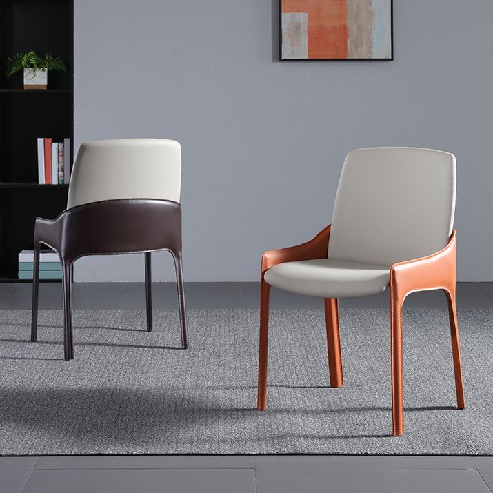 Modern Style Faux Leather Arm Dining Chairs Metal Dining Chair for Home Use Clearhalo 'Dining Chairs' 'Dining Tables & Seating' 'dining_chair' 'furn' 'furn_dining_chair' 'Furniture' 'Kitchen & Dining Furniture' 1200x1200_796b53c4-e487-4777-8124-a48942f993a1