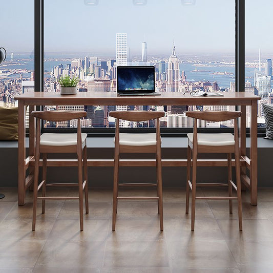 Moderne binnenbar eettafel rechthoekige schroefjes houten staaftafel