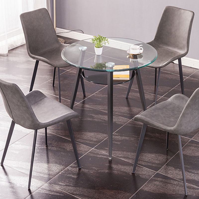 モダンなスタイルの丸い家具透明なガラスダイニングサイトテーブルと三脚ベース