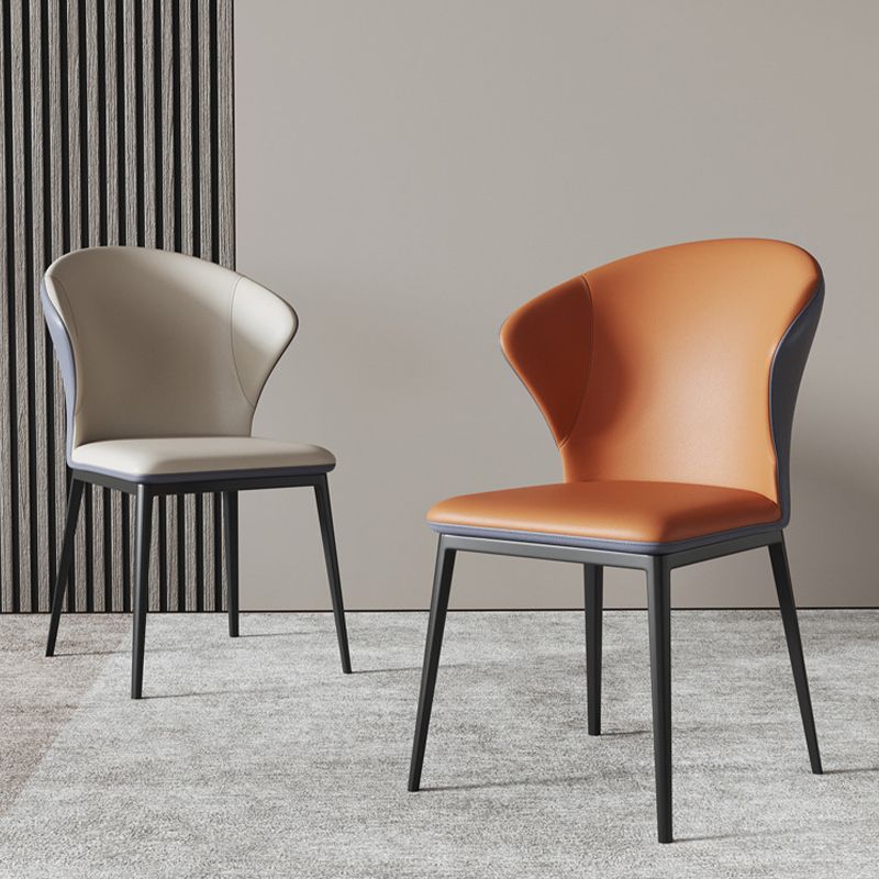 Sillas laterales sin brazo de silla trasera de estilo contemporáneo con patas de metal para cocina