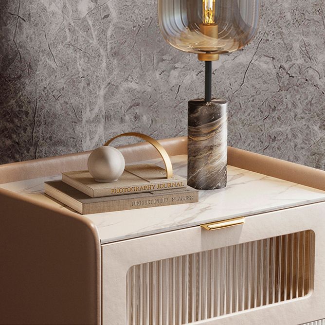 Classic Glam Bed Nightstand Stone Accent Table Nightstand with Drawers Clearhalo 'Bedroom Furniture' 'furn' 'furn_night_stand' 'Furniture' 'night_stand' 'Nightstands' 1200x1200_796d5abb-9825-4947-8c66-2de131e9fc28