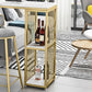 Glam Juego de mesa de bar de 1/3 piezas, mesa rectangular de piedra con taburetes para sala de estar