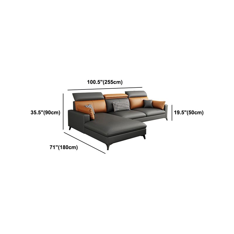 Contemporary 35.43 " H Faux Leather Square Arm Sofa & Chaise Clearhalo 'furn' 'furn_sectionals' 'Furniture' 'Living Room Furniture' 'Sectionals' 1200x1200_796db40e-edbb-41b4-95d4-b6984ec64086
