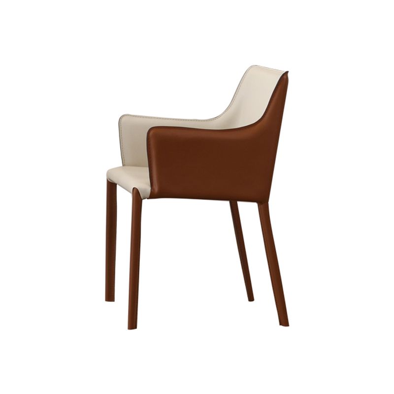 Upholstered Arm Chair Indoor Modern Faux Leather Dining Arm Chair with Metal Frame Clearhalo 'Dining Chairs' 'Dining Tables & Seating' 'dining_chair' 'furn' 'furn_dining_chair' 'Furniture' 'Kitchen & Dining Furniture' 1200x1200_7970823c-bbfb-4e72-a793-e85f5069adf8