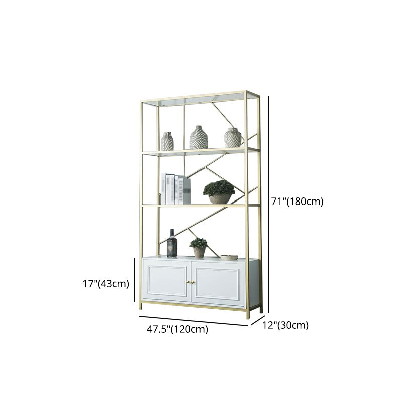 Scandinavian Open Etagere Bookshelf with Gold Iron Frame White Manufactured Wood Shelf Clearhalo 'Bookcases' 'furn' 'furn_bookcases' 'Furniture' 'furniture_bookcases' 'kitchen' 'kitchen_bookcases' 'Living Room Furniture' 'Office Furniture' 1200x1200_7971cf62-e142-4b08-b569-d63004f999e6