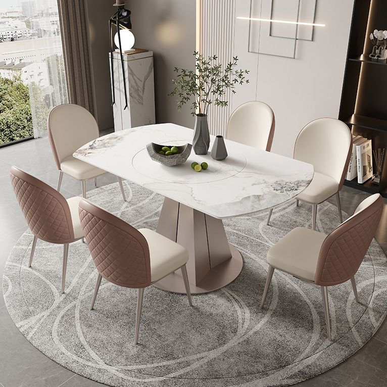 Modern Sintered Stone White Dining Room Set Space-Saving Design Dining Table Furniture Clearhalo 'Dining Room Sets' 'Dining Tables & Seating' 'dining_room_set' 'furn' 'furn_dining_room_set' 'Furniture' 'furniture_dining_room_set' 'Kitchen & Dining Furniture' 'kitchen&dining_furn' 'kitchen' 1200x1200_7972196a-9ca3-4c8d-aa92-9d98f282ca9b
