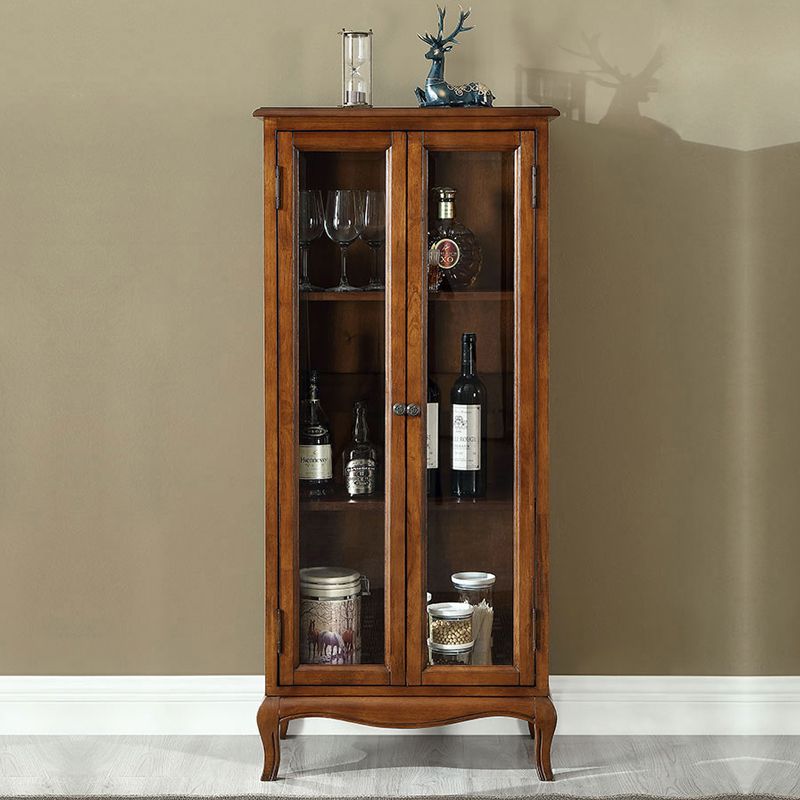 Traditional Rubberwood Display Stand Glass Doors Display Cabinet for Living Room Clearhalo 'Display & China Cabinets' 'display_china_cabinets' 'furn' 'furn_display_china_cabinets' 'Furniture' 'Kitchen & Dining Furniture' 1200x1200_797351a8-06a5-4723-95c2-8dff55fc32bb