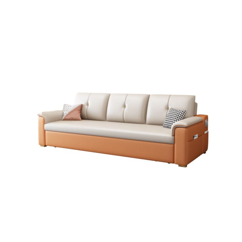 Contemporary Sofa Futon White with Storage Pillow Back Pillow Top Arms Sofa Bed Clearhalo 'furn' 'furn_futons' 'Furniture' 'Futons & Daybeds' 'Futons' 'Living Room Furniture' 1200x1200_7974d4a5-013d-474c-abc1-5c006da71522
