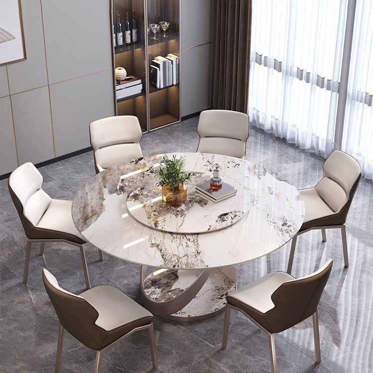 Nordic Glam Sintered Stone Round Table Set 1/4/5/7 Pieces Dining Set for Kitchen Clearhalo 'Dining Room Sets' 'Dining Tables & Seating' 'dining_room_set' 'furn' 'furn_dining_room_set' 'Furniture' 'Kitchen & Dining Furniture' 1200x1200_7977d97d-231f-41c7-be33-b45ce2714c2f