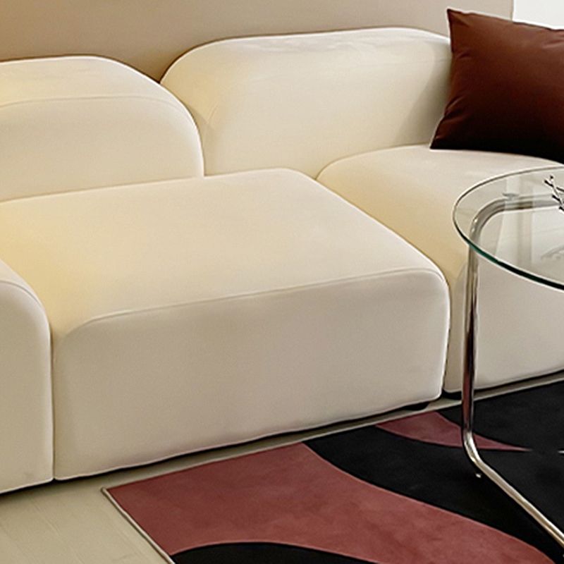 Contemporary Faux Leather/Velvet Sofa White Round Arm Loveseat Clearhalo 'furn' 'furn_sofas' 'Furniture' 'furniture_sofas' 'Living Room Furniture' 'Sofa' 'sofas' 1200x1200_797823b9-24cd-4cfe-aa9c-84e742ccd054