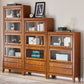 Modern Style Closed Back Bookshelf Wooden Standard Bookcase with Drawers