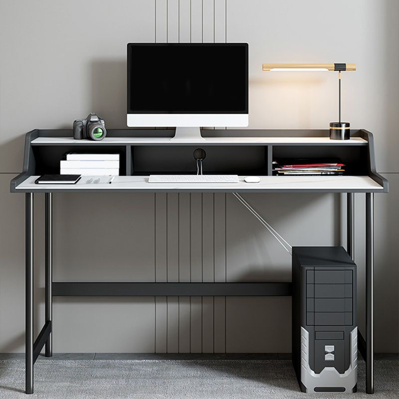 Zeitgenössischer rechteckiger Büroschreibtisch Stein Schreibtisch mit Regal für Büro