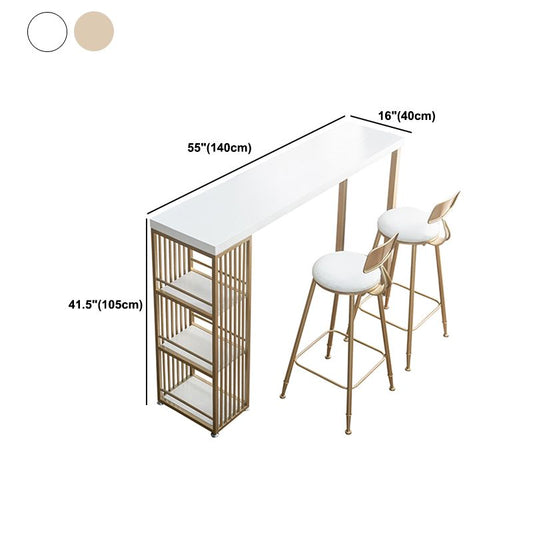 Tavolo da bar rettangolo di rettangolo in stile glam tavolo da pranzo in legno massiccio