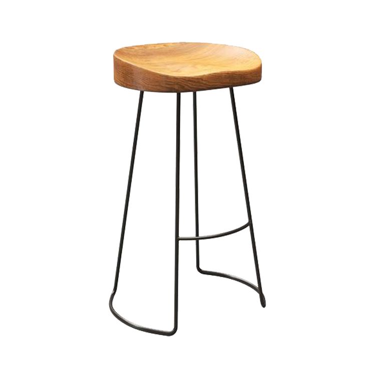 Contemporary Backless Barstools Contoured Seat Bar Stools with Metal Legs