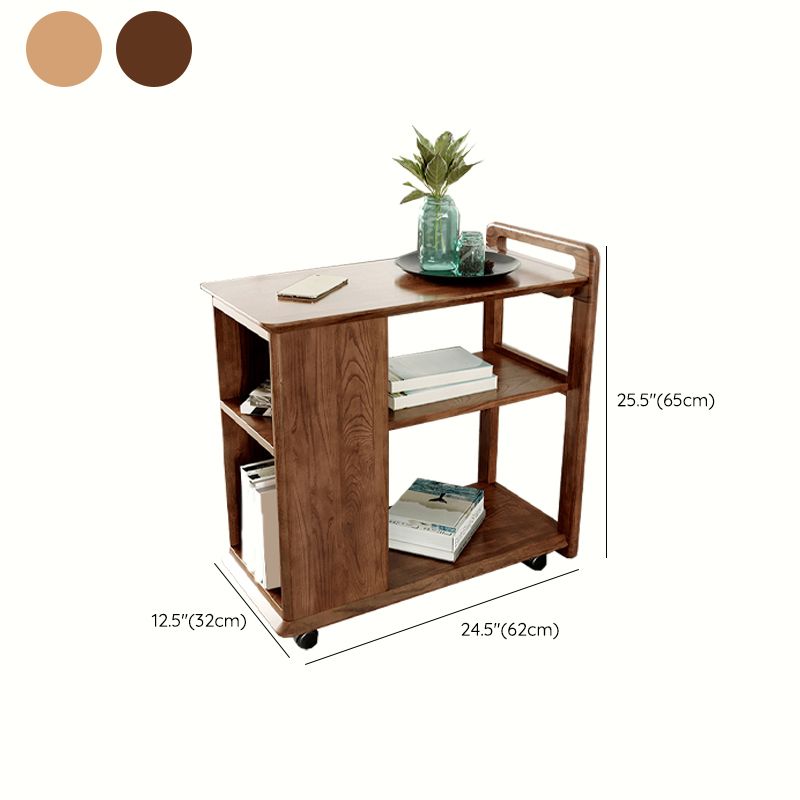 Mesa auxiliar de la sala de estar Madera maciza con mesa de esquina rectangular de almacenamiento