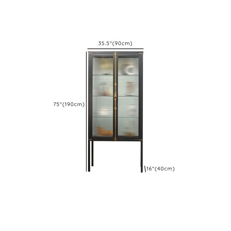 Modern Curio Cabinet Metal Glass Doors Storage Cabinet with Lighting Clearhalo 'Display & China Cabinets' 'display_china_cabinets' 'furn' 'furn_display_china_cabinets' 'Furniture' 'Kitchen & Dining Furniture' 1200x1200_797d7163-98a5-4ca8-b40c-bd81a9cfcdea