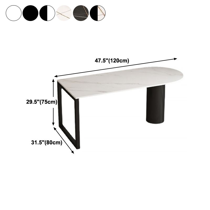 Free Form Sintered Stone Dining Table Modern Dining Table with Double Pedestal for Home Clearhalo 'Dining Tables & Seating' 'Dining Tables' 'dining_table' 'furn' 'furn_dining_table' 'Furniture' 'Kitchen & Dining Furniture' 1200x1200_797e476d-8faf-4823-9aad-e7f3252108e1