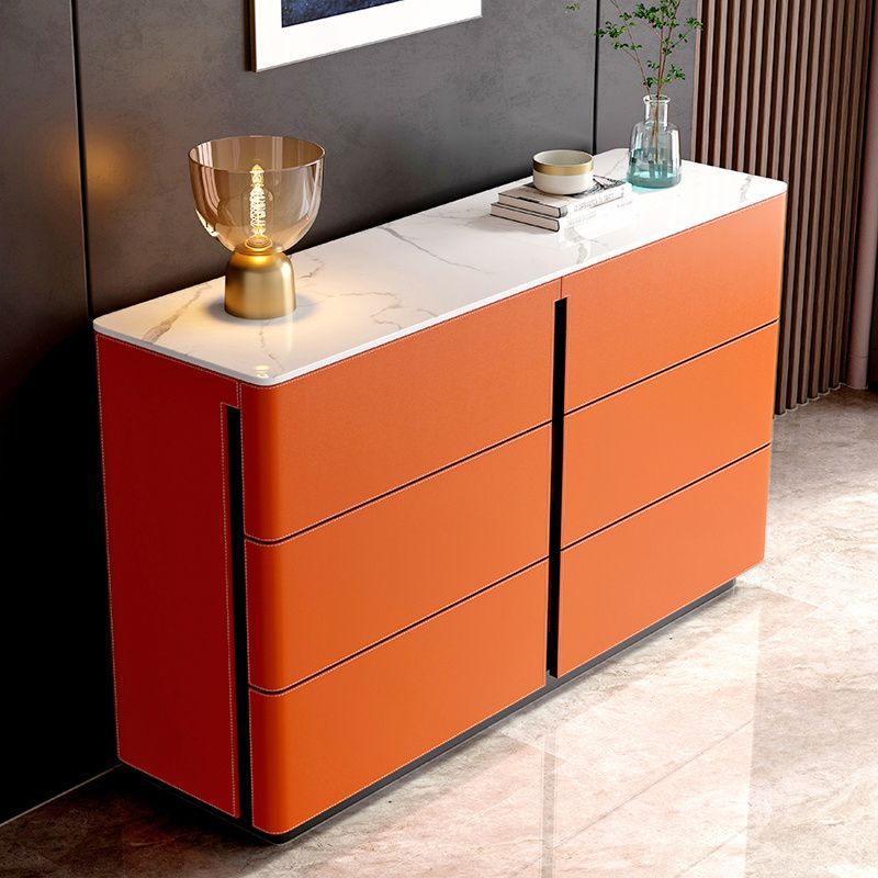 Stone and Wood Sideboard with Drawers Modern Buffet in Orange Clearhalo 'buffet_sideboard' 'Buffets & Sideboards' 'furn' 'furn_buffet_sideboard' 'Furniture' 'Kitchen & Dining Furniture' 1200x1200_797ed891-60c3-4d95-a162-350d67958dfc
