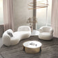 Contemporary Fabric Curved Sofa Tight Back Tuxedo Arm Seating