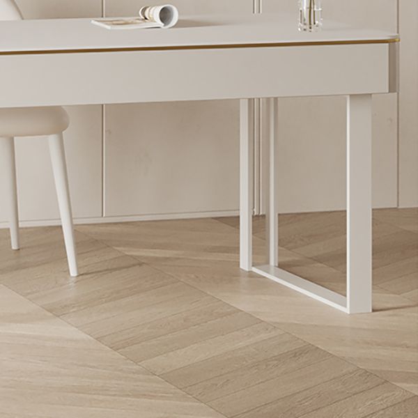 Rectangular Shaped Office Desk 2 Legs Writing Desk in White for Home