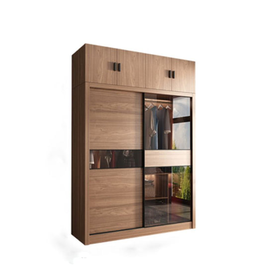 Modern Bedroom Wooden Storage Cabinet Sliding Doors Armoire with Glass Doors Clearhalo 'Armoires & Wardrobes' 'armoires_wardrobes' 'Bedroom Furniture' 'furn' 'furn_armoires_wardrobes' 'Furniture' 1200x1200_798247dc-af9b-459e-ab9a-8736a2d7ed0c