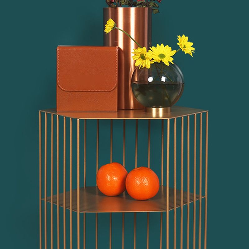 Hexagon Top Side Table Mid-Century Modern Ironcraft Frame End Table Clearhalo 'Coffee & Accent Tables' 'End & Side Tables' 'end_side_tables' 'furn' 'furn_end_side_tables' 'Furniture' 'Living Room Furniture' 1200x1200_7982ad5a-e15d-4def-991c-334b3e421dfb