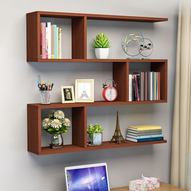 Modern Artificial Wood Bookcase, Geometric Bookshelf for Any Room