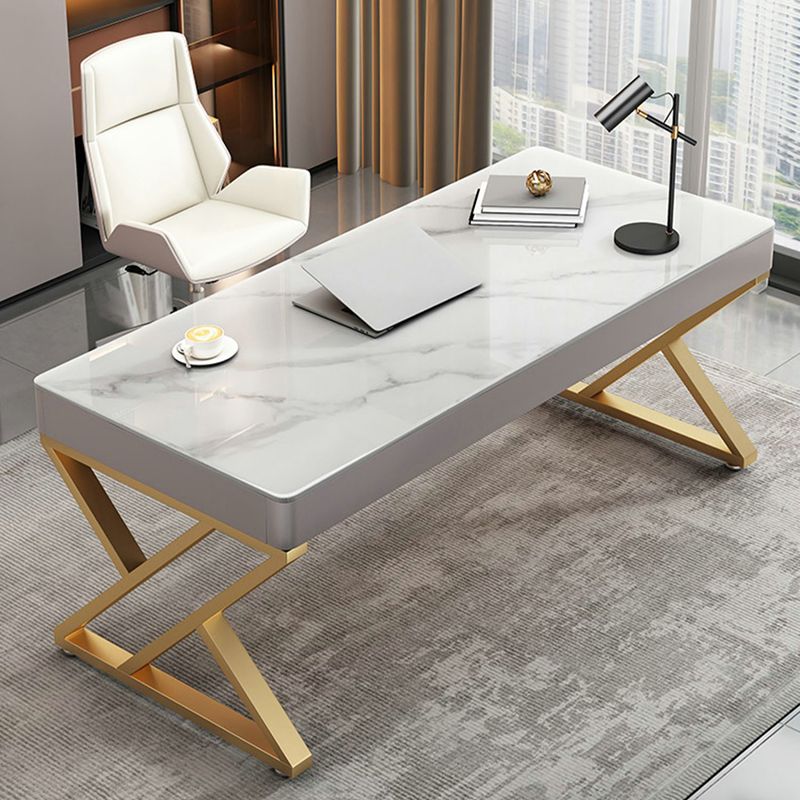 Glam Office Schreibtisch Stein gebogener Schreibtisch mit Schubladen, 29,53 "groß
