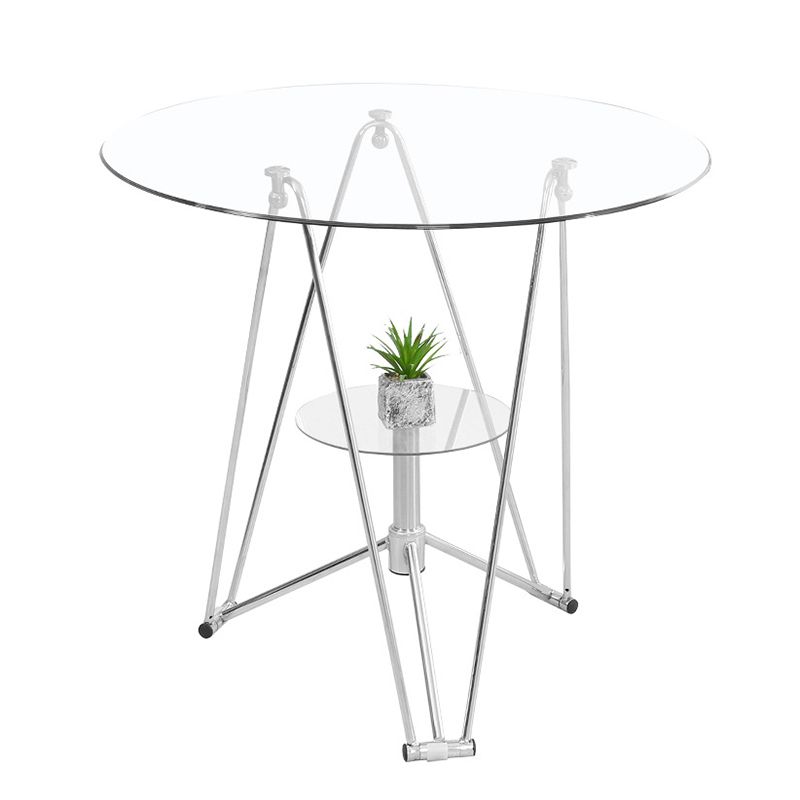 Modern Round Dining Room Table Tempered Glass Table with Pedestal Base for Dining Room Clearhalo ' dining_table' 'Dining Tables & Seating' 'Dining Tables' 'furn' 'furn_dining_table' 'Furniture' 'furniture_dining_table' 'Kitchen & Dining Furniture' 'kitchen&dining_furn' 'kitchen' 'kitchen_dining_table' 1200x1200_79833c75-a931-4e2f-88d2-e3db121dc566