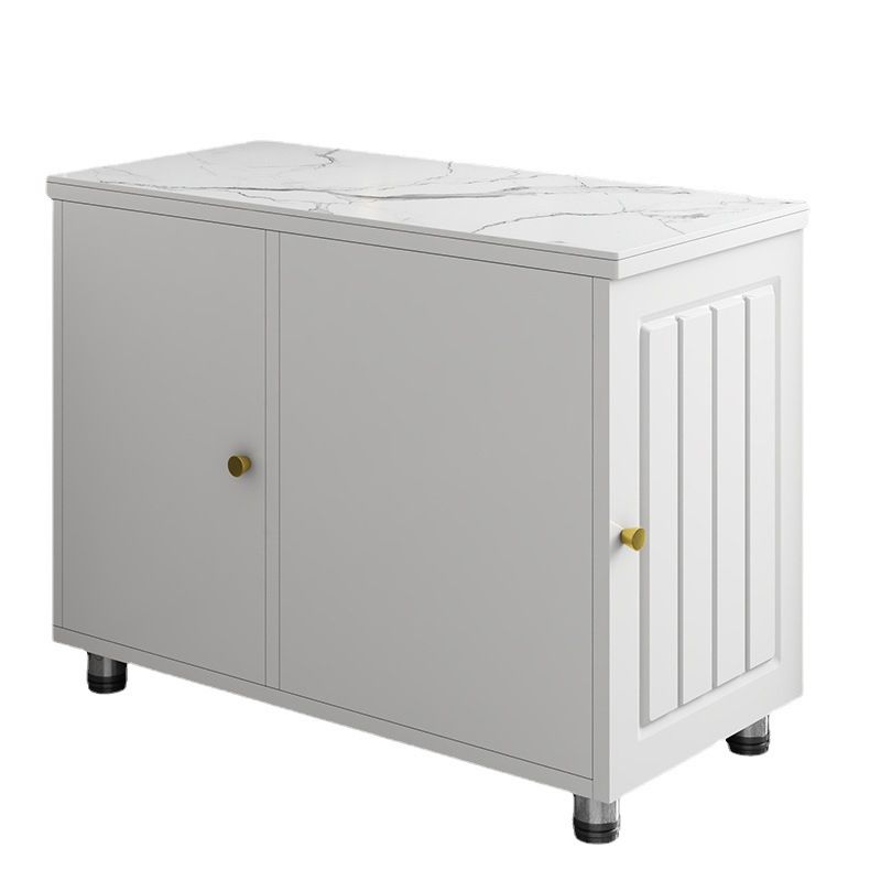 Rectangular Stone Side Table 24.41" Tall 2-Door End Table with Storage Clearhalo 'Coffee & Accent Tables' 'End & Side Tables' 'end_side_tables' 'furn' 'furn_end_side_tables' 'Furniture' 'Living Room Furniture' 1200x1200_7983c032-fb38-4453-9035-8920e39c8ae3