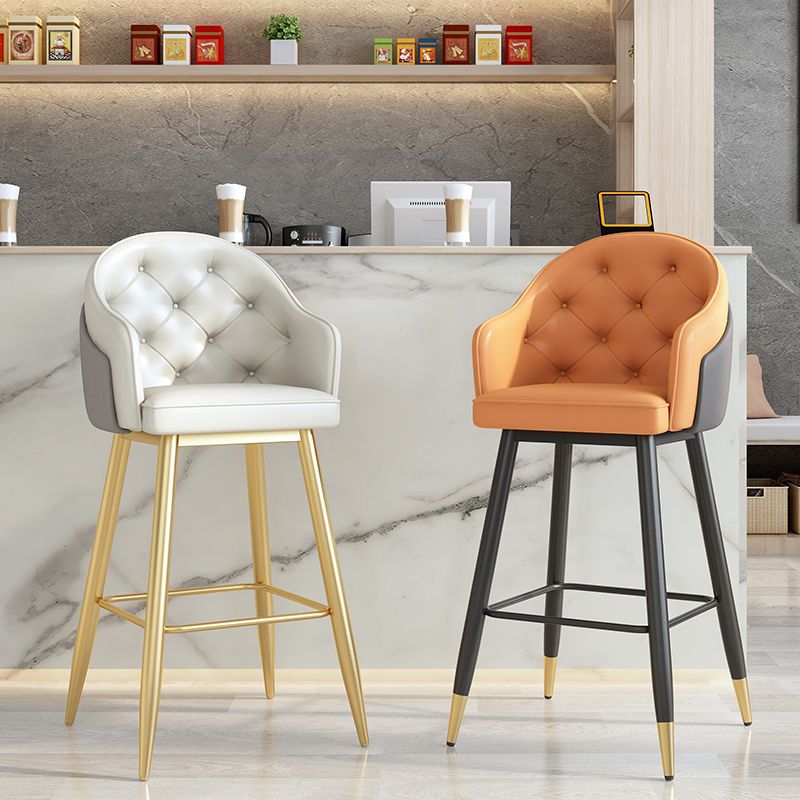 Glam Restaurant Leather Stool Matte Finish Footrest Armed Barstool Clearhalo 'Bar Furniture' 'Bar Stools' 'bar_stools' 'furn' 'furn_bar_stools' 'Furniture' 'furniture_bar_stools' 'Kitchen & Dining Furniture' 1200x1200_79865adb-b9ff-4063-a335-10abdf3128b5